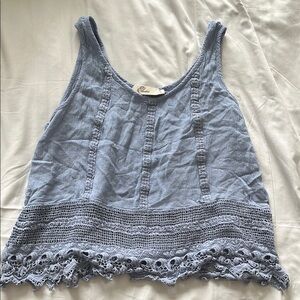 Elodie Blue Cropped Embellished Tank Top